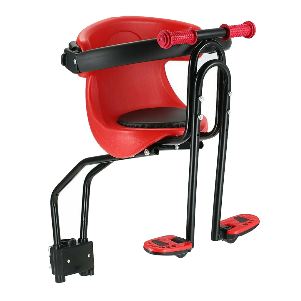 Child Bicycle Safe Baby Seat Child Safety Carrier Front Seat Saddle with Back Rest Foot Pedals Soft Cushion