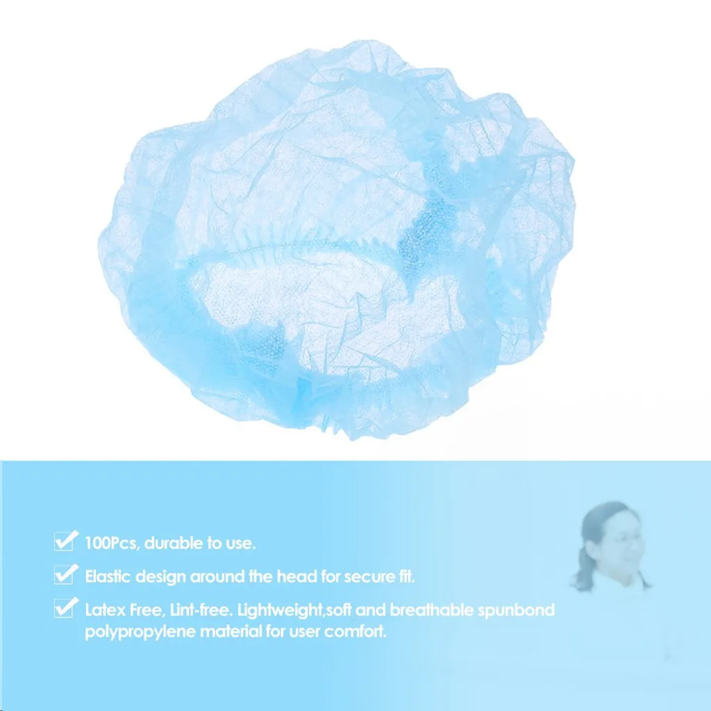 10pcs Elastic Disposable Non-woven  Nurse Hair Net Caps Dustproof