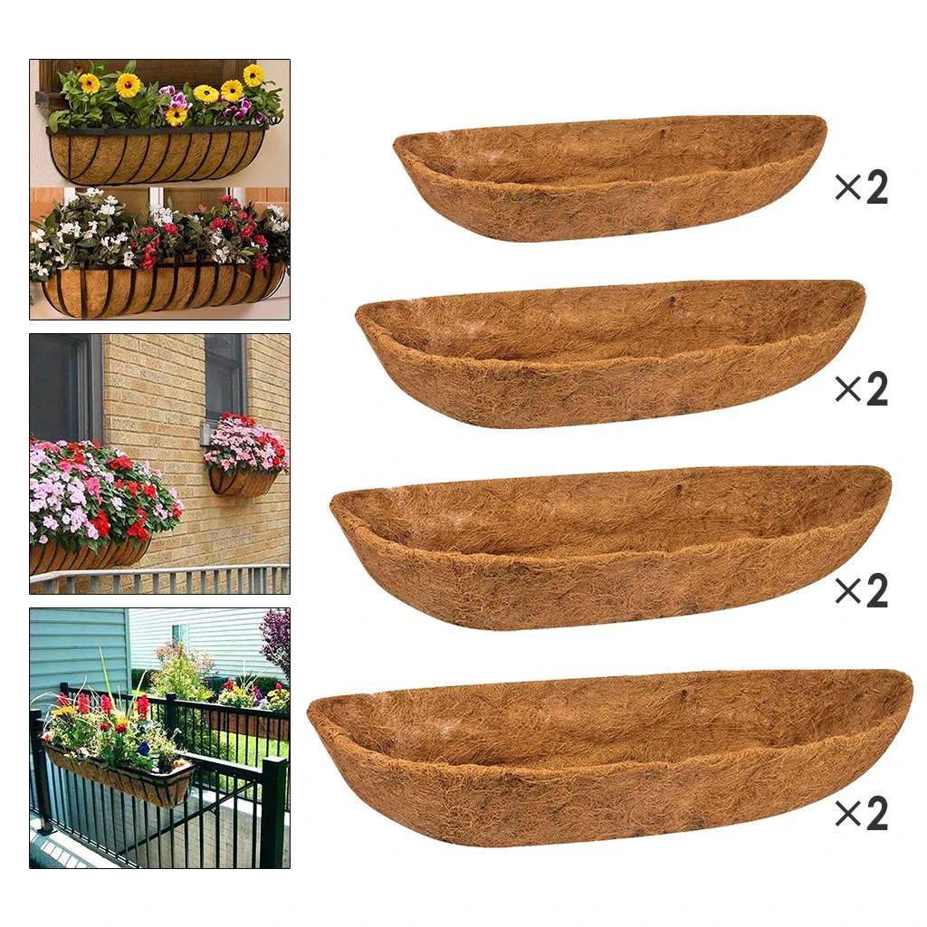 Hanging Coconut Vegetable Flower Pot Basket Liners Garden Decor Trough Coco Fiber Replacement Liner Natural Coco for Window Box