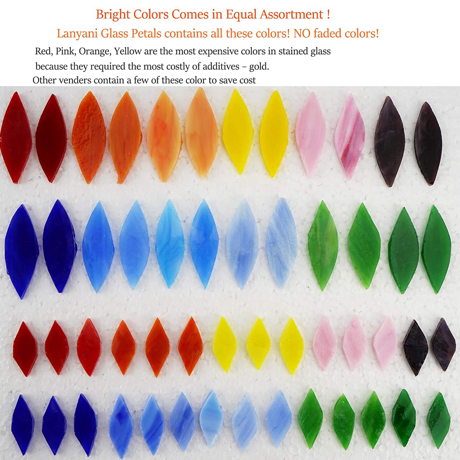 100 Pieces Assorted Colors Petal Mosaic Tiles for Art Crafts Decoration