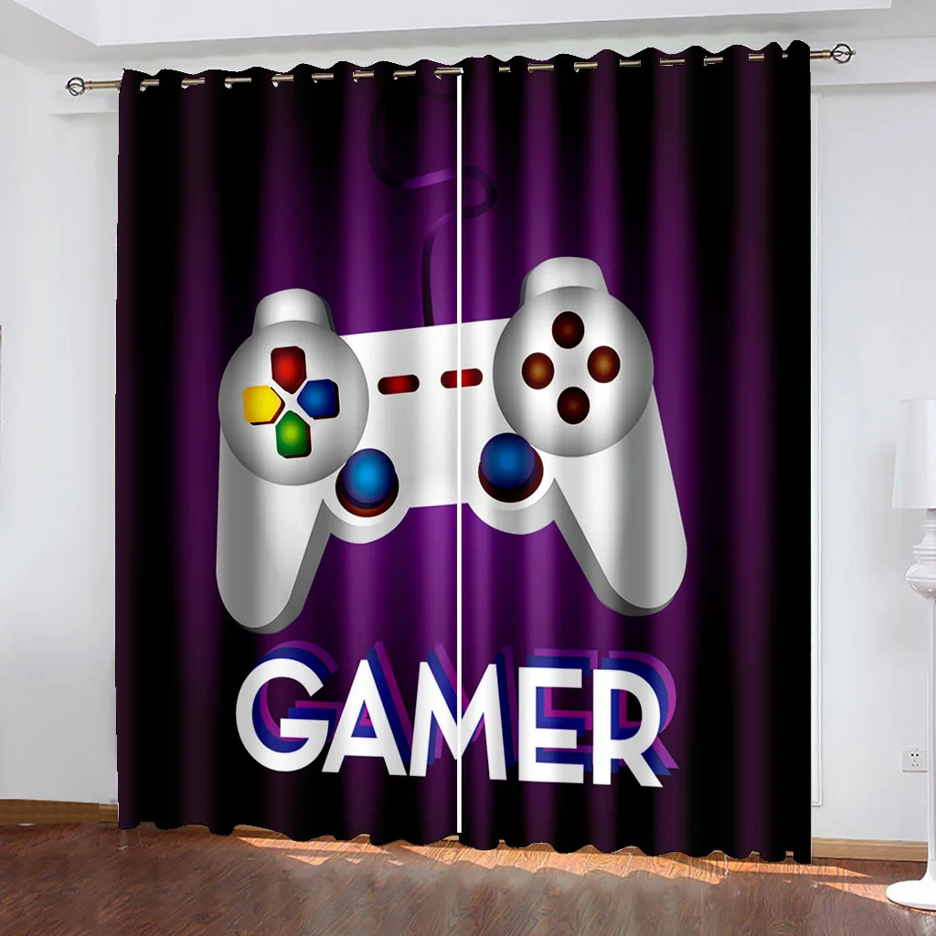 cafe curtains Games Blackout Curtain for Bedroom Gamer Window Curtain Kids Boys Teens Video Game Gamepad Living Room Drapes Decor Cortinasカーテン ready made curtains