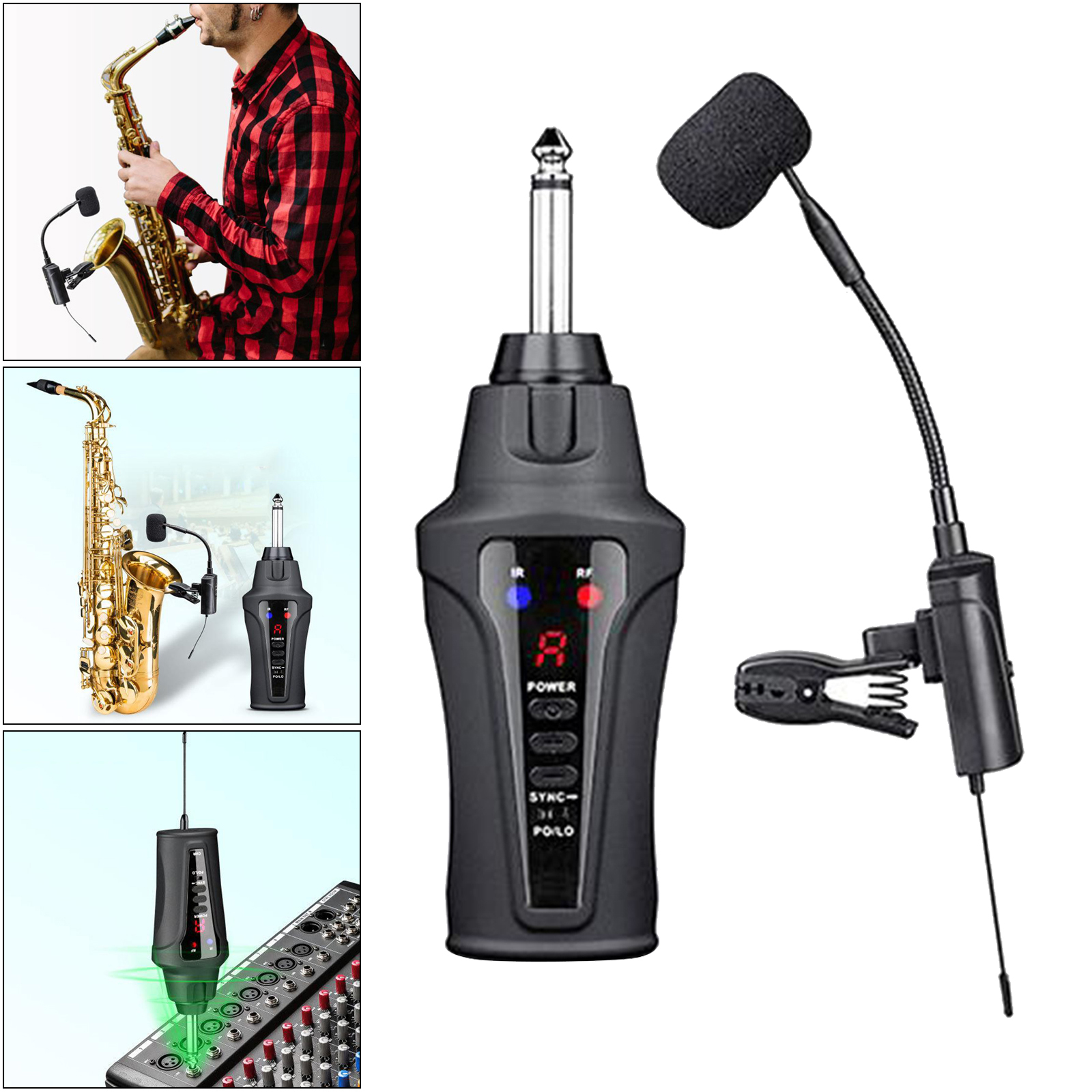 Professional Wireless Sax Microphone System Saxophone Mic Instrument Stage