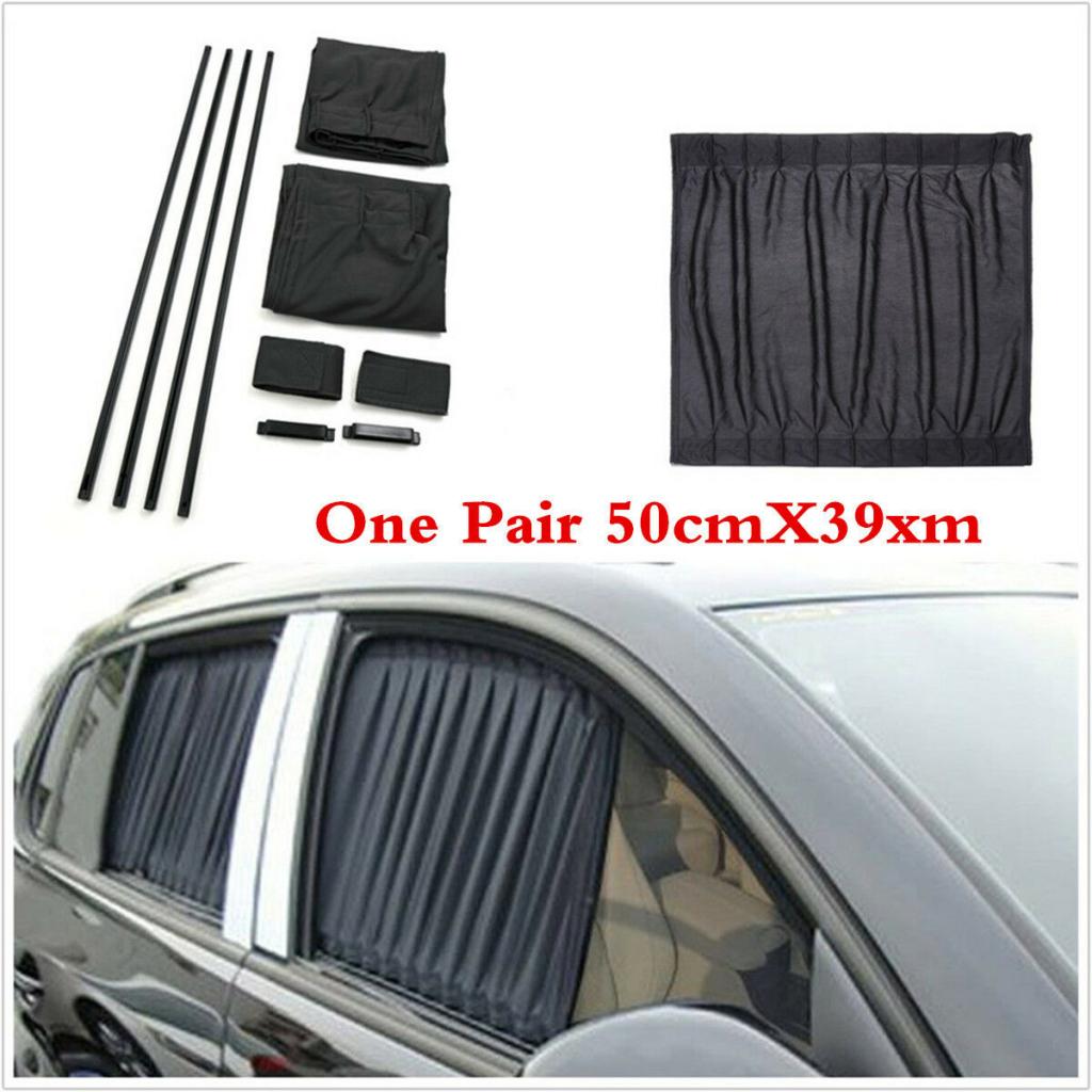 2pcs Cotton Car Window Curtains Sun Shade SUV UV Protection Drape Valance