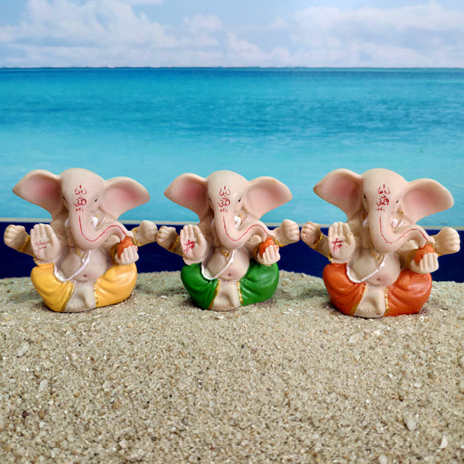 Resin Ganesha Figurine, India Elephant God Statues, for Room Car Decoration Sculpture Decorative Crafts