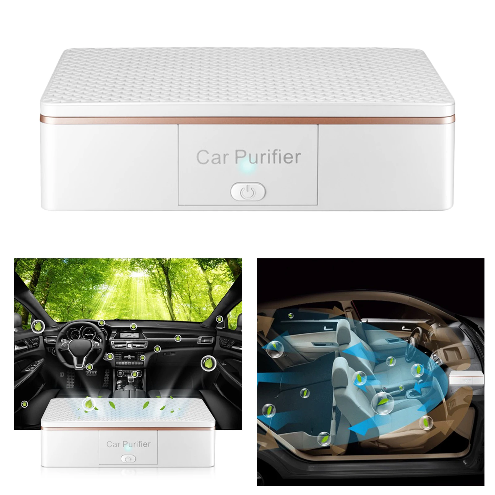 Portable Vehicle Car Air Purifier Air Freshener Deodorizer for Home Office 180x128x48mm