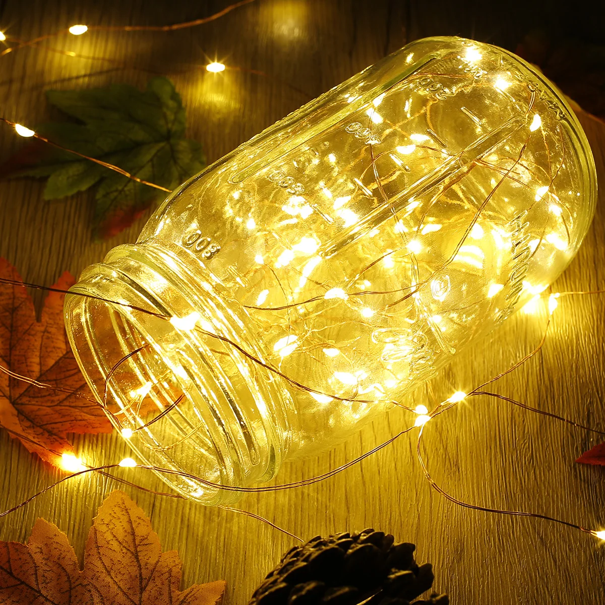 Ballylelly 5m 50 LED Luz de cadena de alambre de plata Lámpara de hadas 3AA Caja de batería con control remoto Decoración navideña al aire libre 