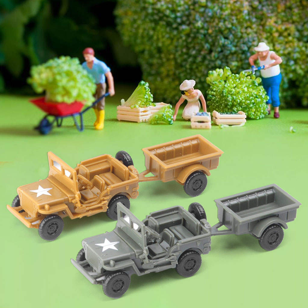 2 PCS 4D Model 1/72 Scale Truck with Trailer Play Set Collectibles Souvenirs
