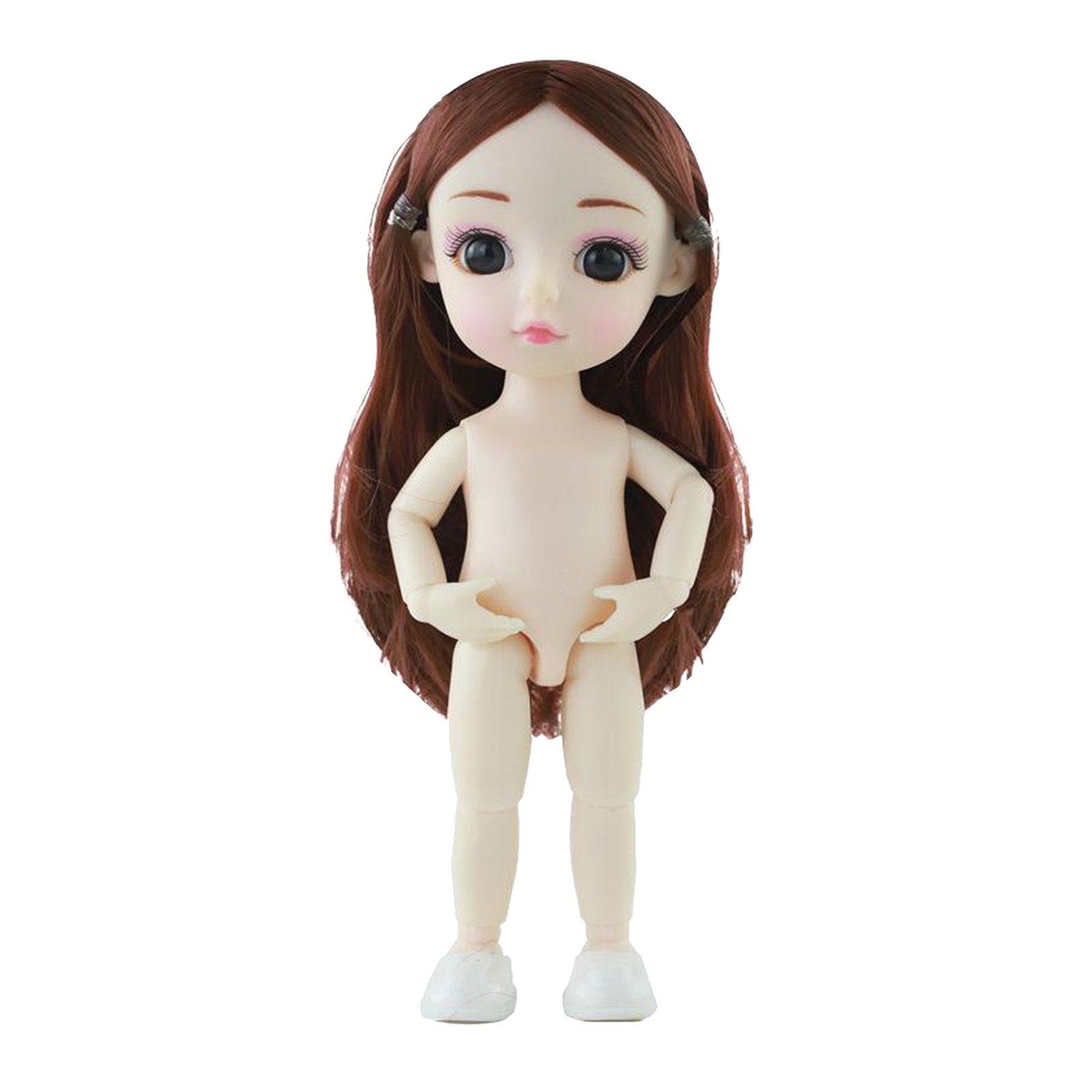 Flexible 16cm 13 Jointed 1/12 Mini Girl Doll Naked Body with Hair for DIY BJD Dolls Accessories