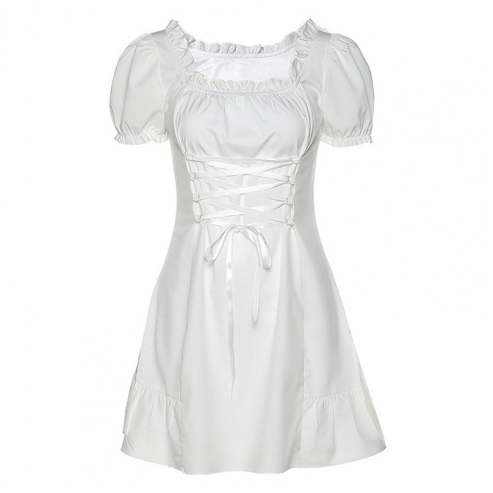 Vestido de Festa Vestidos de Festa Moda Sexy Verão Mini Vestido Puff Mangas Respirável Poliéster Branco Feminino Diário Wear Tamanho Grande 5 High Quality Moda Feminina