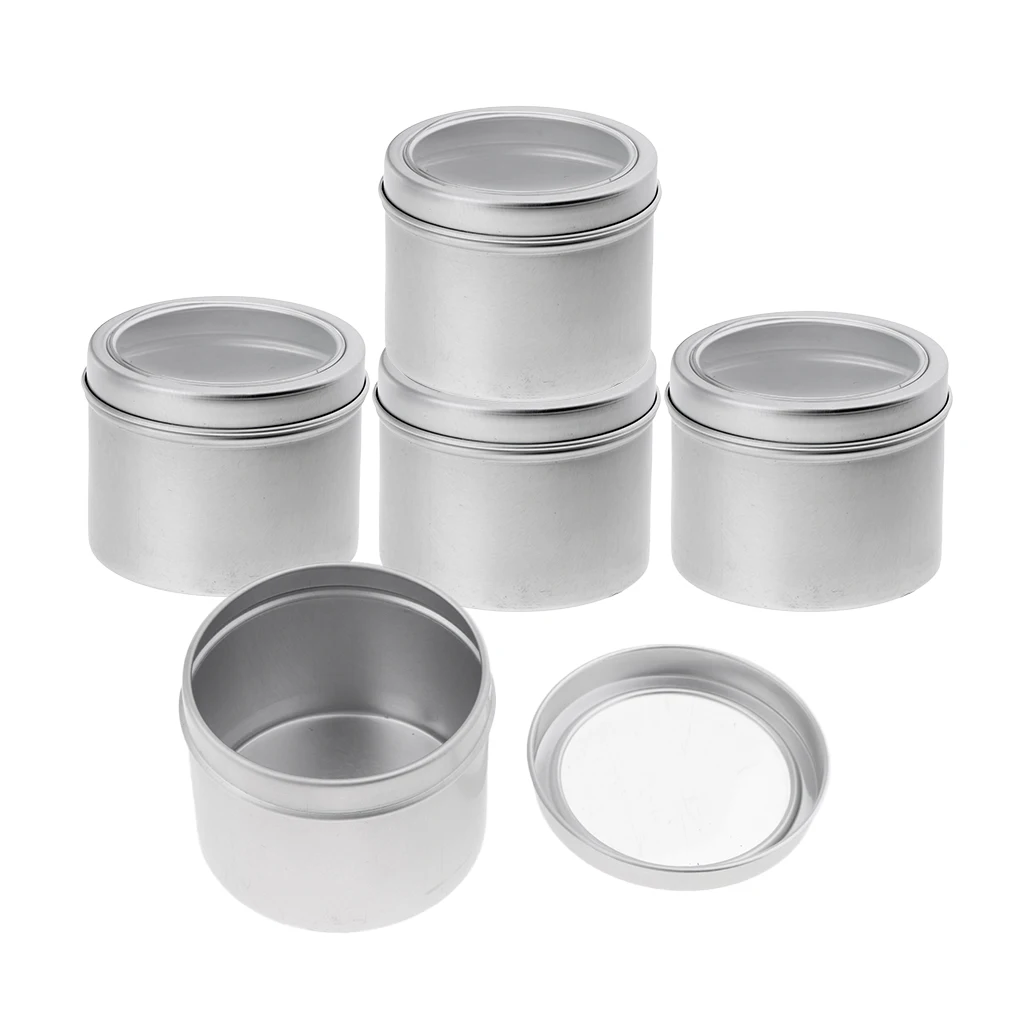 5 Pcs Aluminum Tin Jars (100ml) Cosmetic Containers Round Tin Cans with Screw