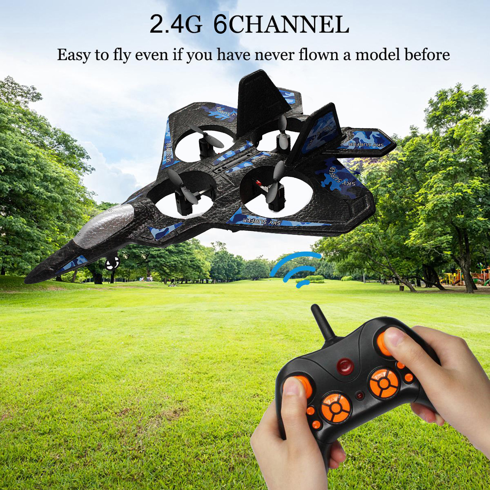 Fixed-wing 2.4G 6CH Remote Control Aircraft RC Airplane Fighter Model Toy
