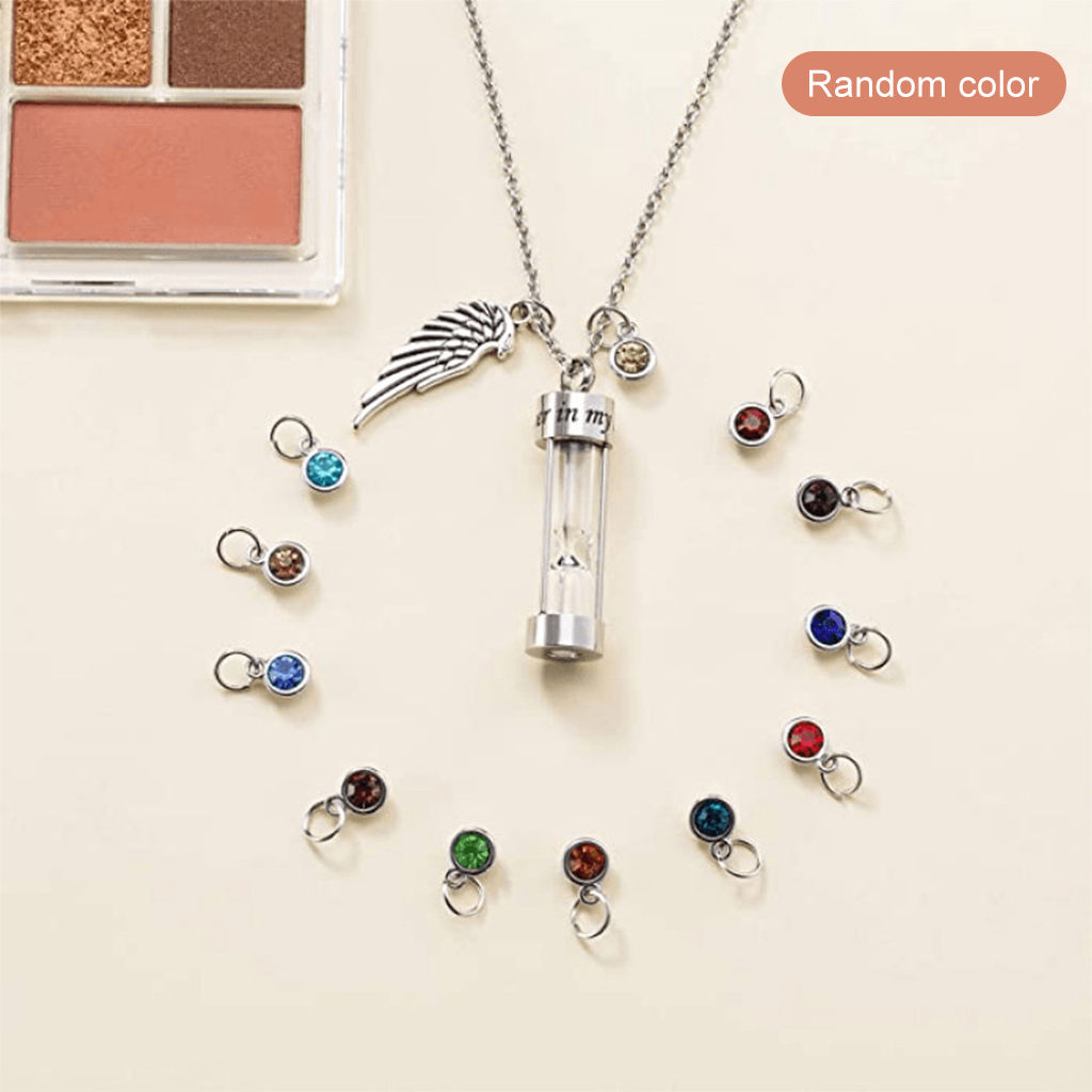 Hourglass Cremation Urn Necklace Stainless Steel Birthstone Keychain Memorial Pendant for Pet Ashes Women Men