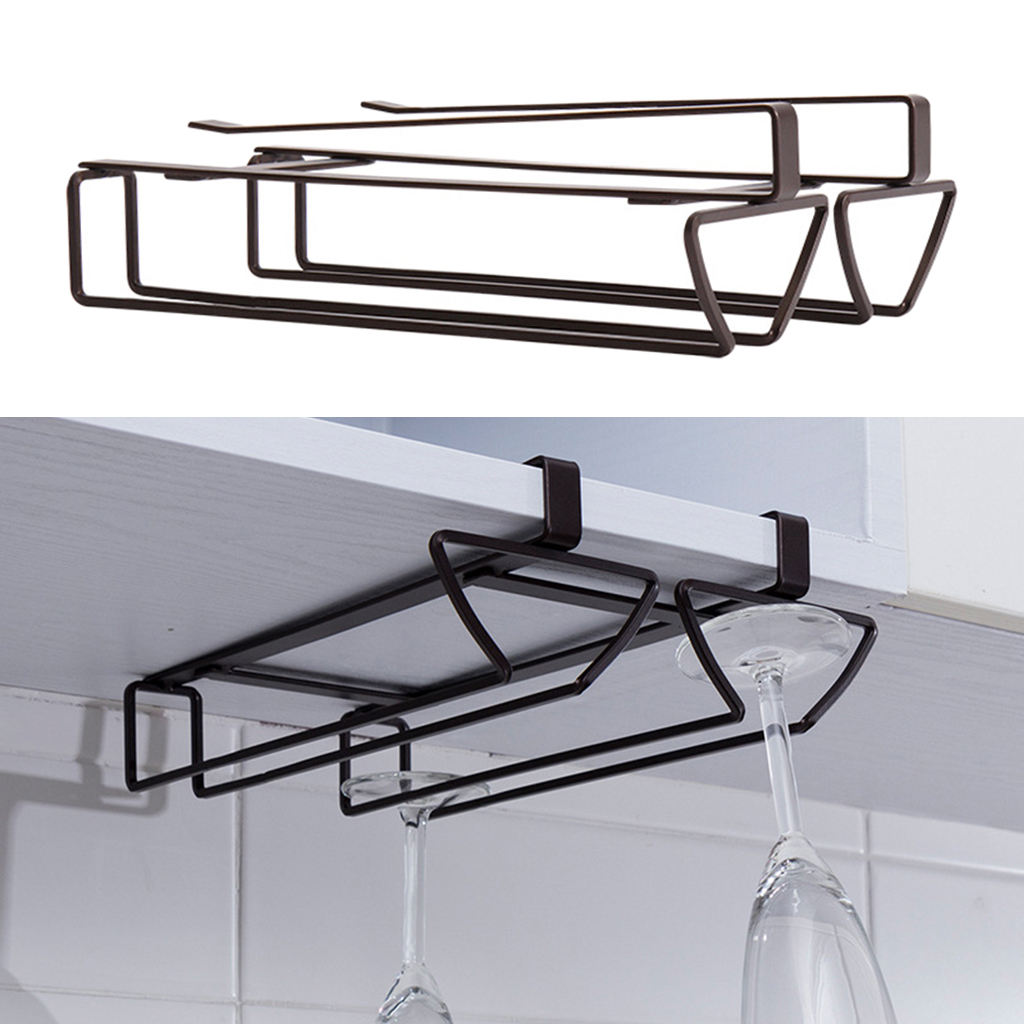 1Pc Kitchen Wine Glass Holder Bar Home Cabinet Hanging Cup Storage Draining Rack