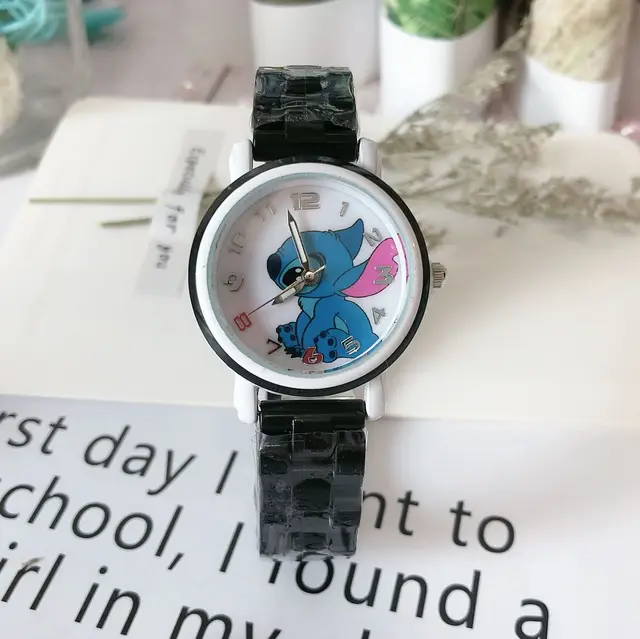 Disney Lilo & Stitch Stitch waterproof Children's imitation ceramic strap  watch boy girl Cartoons student Anime Wrist watch