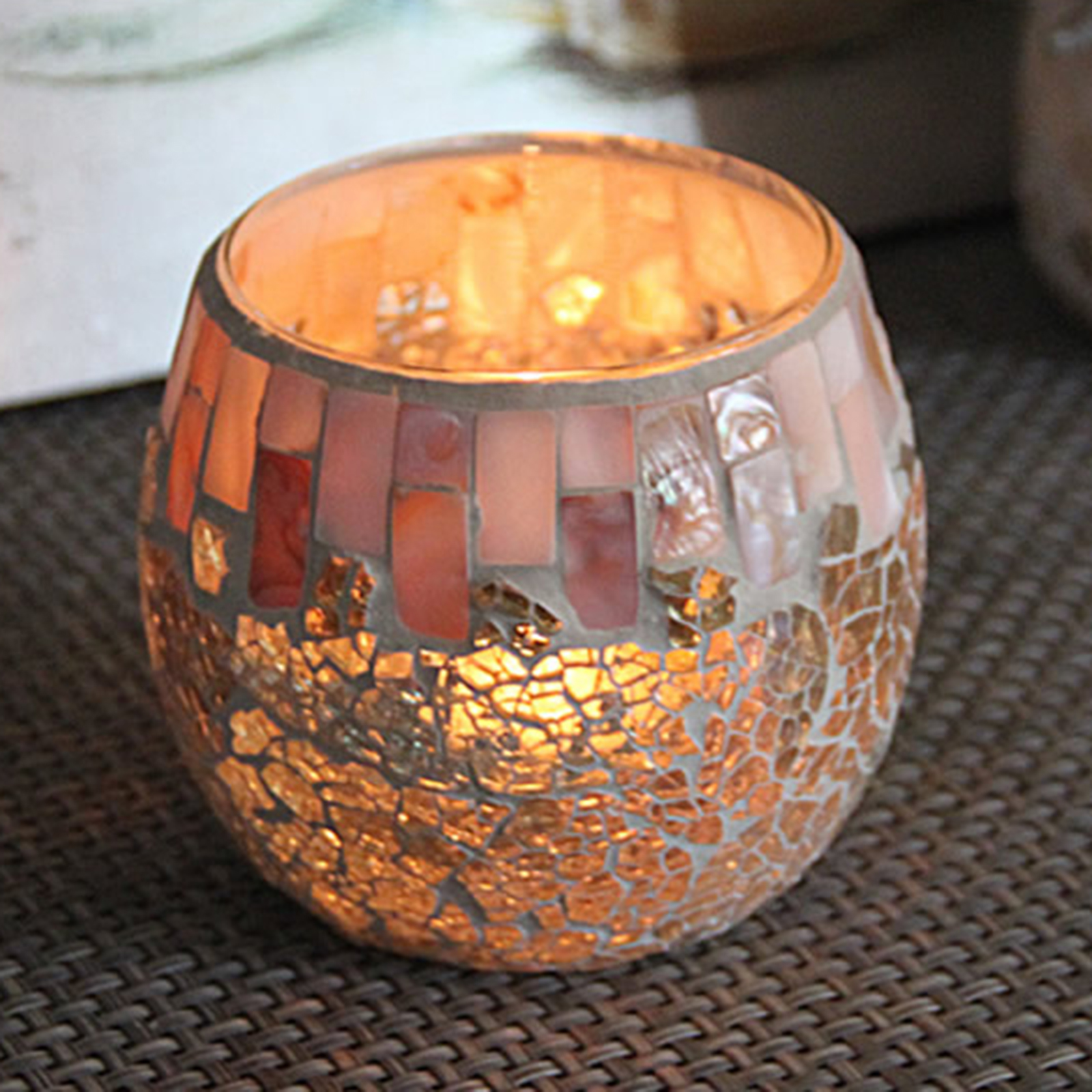 Mosaic Glass Candle Holders, Tea Light Holders Handmade Artwork Gifts for Home