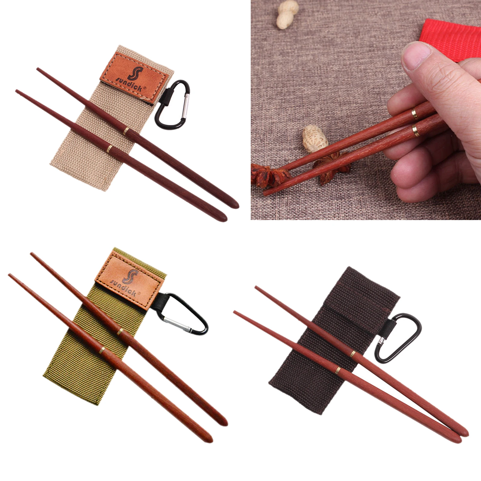 Foldable Wooden Chopsticks with Storage Pouch, Outdoor Tableware - for Picnic Camping BBQ Fishing Backpacking Beach
