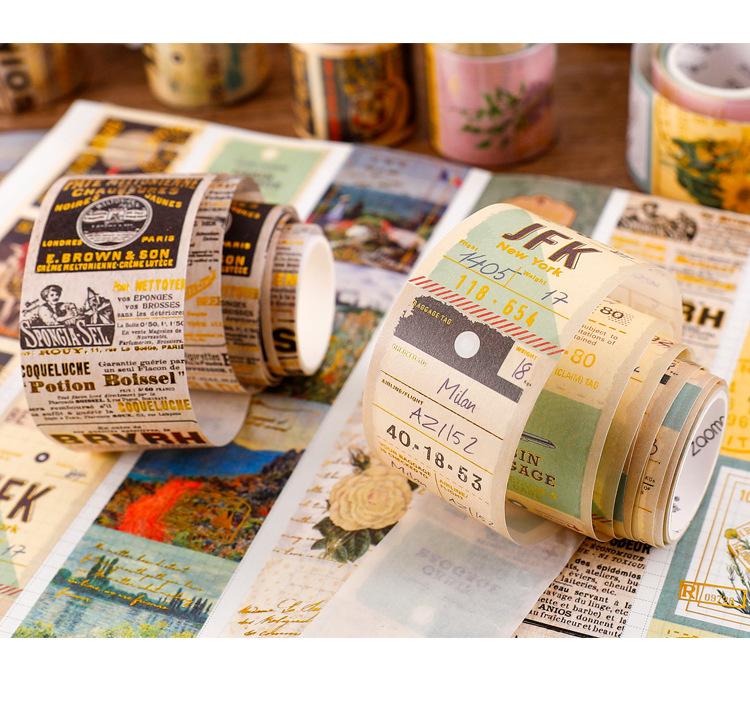 1 Rolle Bronzing Washi Paper Tape Time Workshop Series Kreative Retro Pocket DIY dekorative Aufkleber – Detail 12