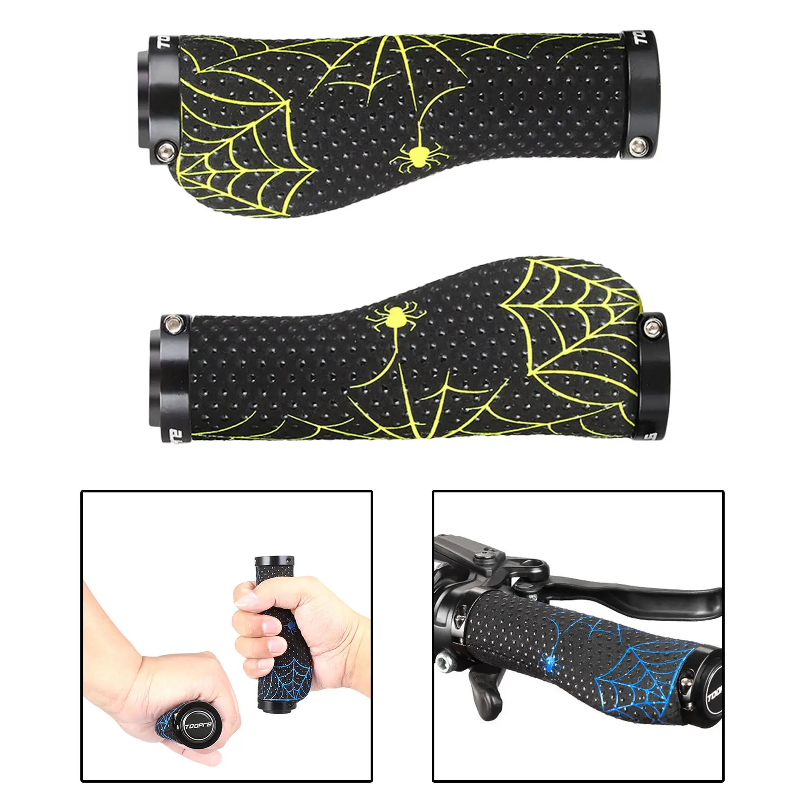 Handlebar Grips, Universal Bike Grips 22.2mm, Non Slip Mountain Bike Grips with Aluminium Lock, MTB Grips fits BMX MTB Bicycle