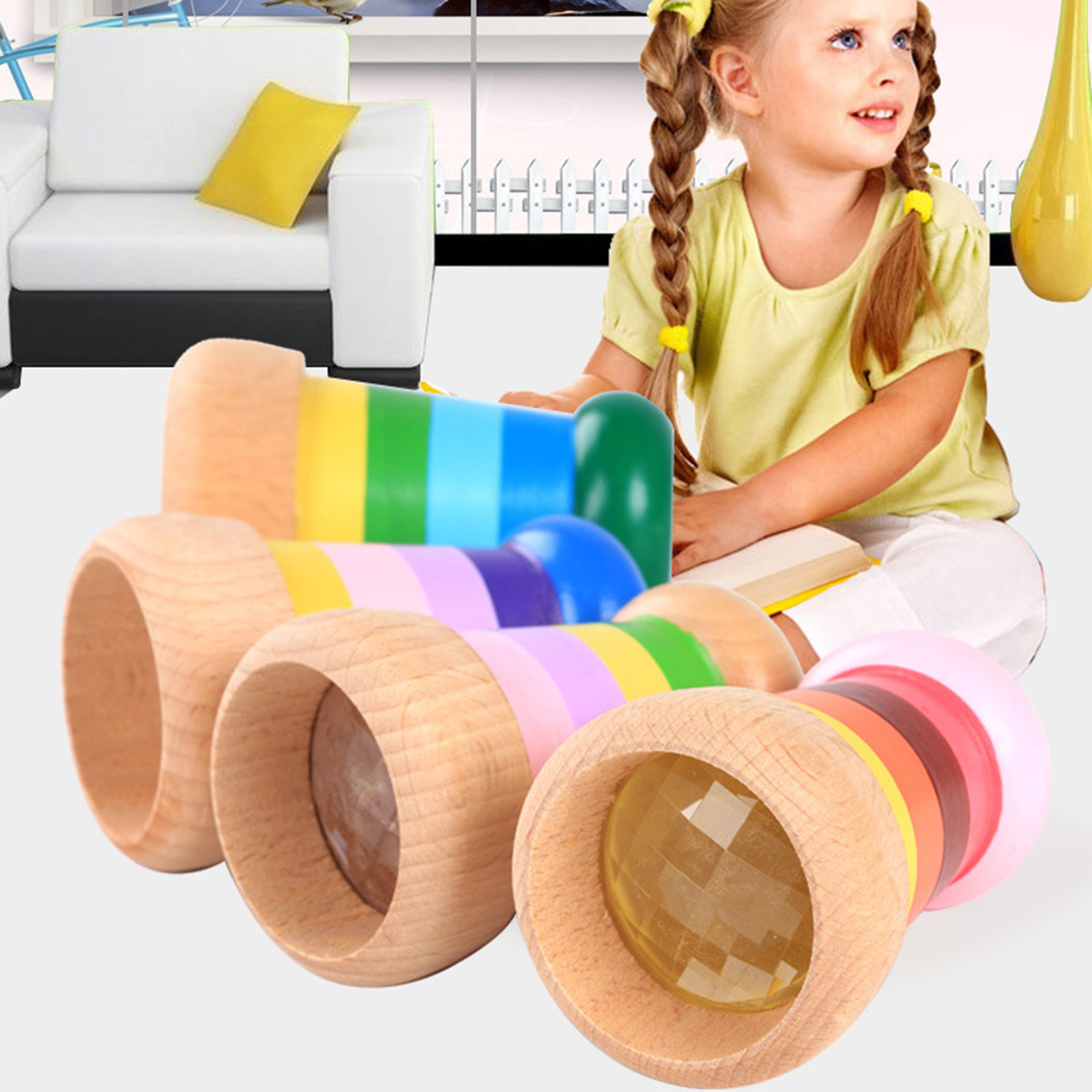 Kaleidoscope Toy Kids Kaleidoscope Wooden Kaleidoscope Toy Educational Handmade Toy for Kids Children Toddler