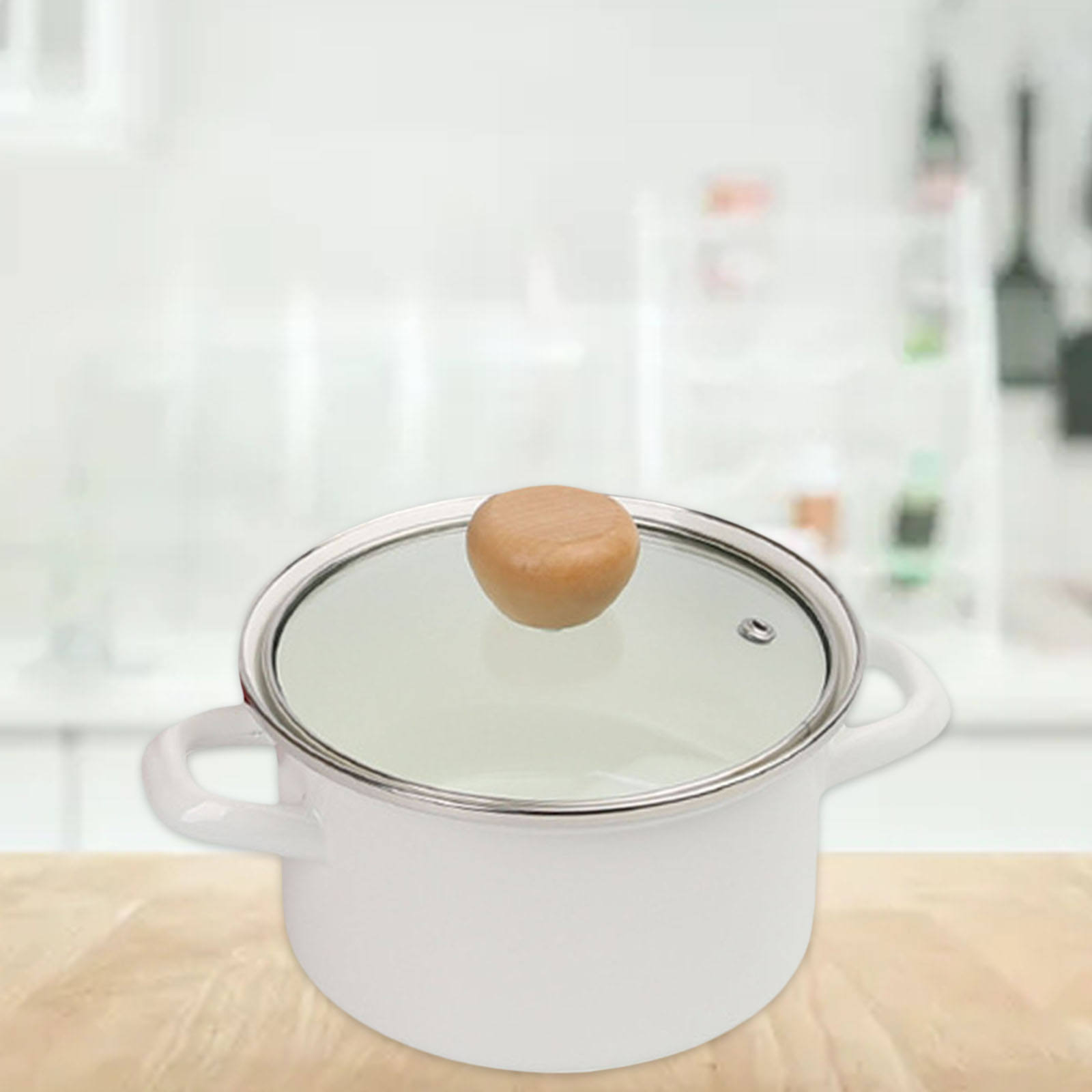 Enamel Sauce Pot Nonstick Milk Pan with Glass Lid Kitchen for Milk Make Tea