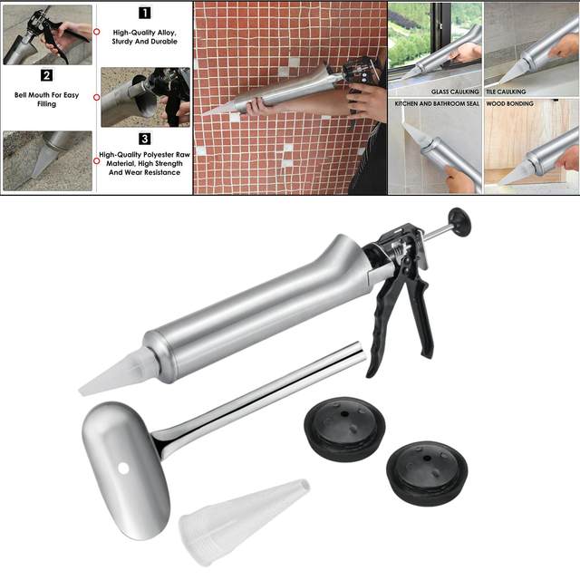 Caulking Gun Tool Thicken Stainless Steel With Nozzles Durable Tile Sealer  Manual Grouting Sealant Cement - Caulking Gun - AliExpress