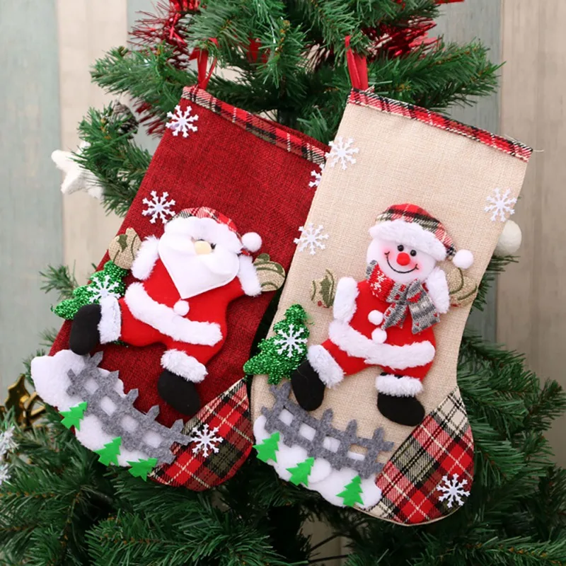 Christmas Stocking Candy Gift Sock Xmas Tree Hanging Ornament Santa Claus/ Elk 