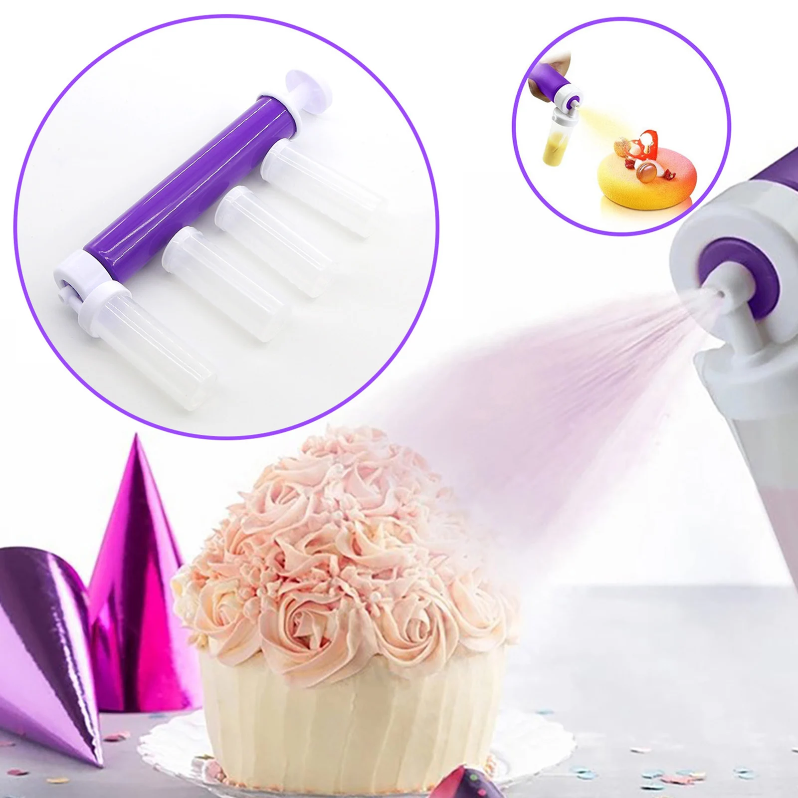 Baking Spray Gun Pump Coloring Manual Airbrush Cakes Glitter Decorating for 