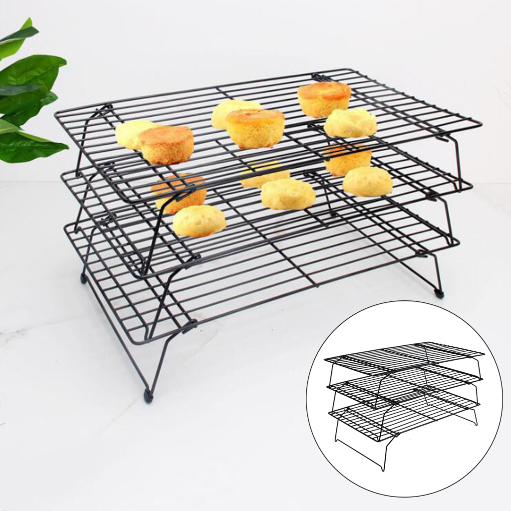 3 Tier Collapsible Cooling Tray Baking Biscuit Rack for Home Kitchen, Space