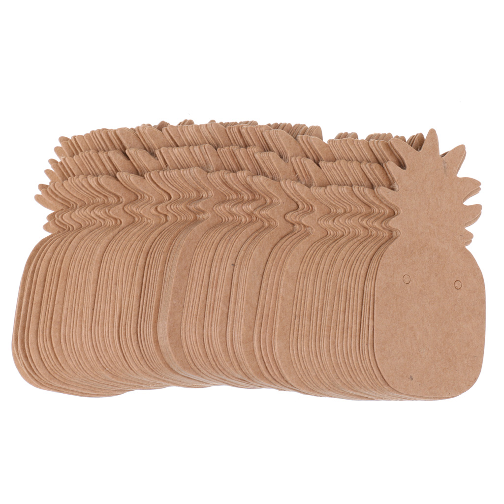 100 Pieces Retro Kraft Paper Pineapple Shape Earring Display Tags Cards Jewellery Holder