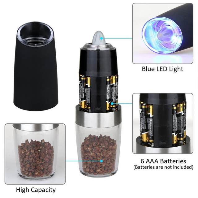 Gravity Induction Electric Pepper Mills Large Capacity Automatic Induction  Peppers Grinder Spice Grain Sea Salt Processor Seasoning Container Kitchen  ZL0648 From Lonyee, $16.84