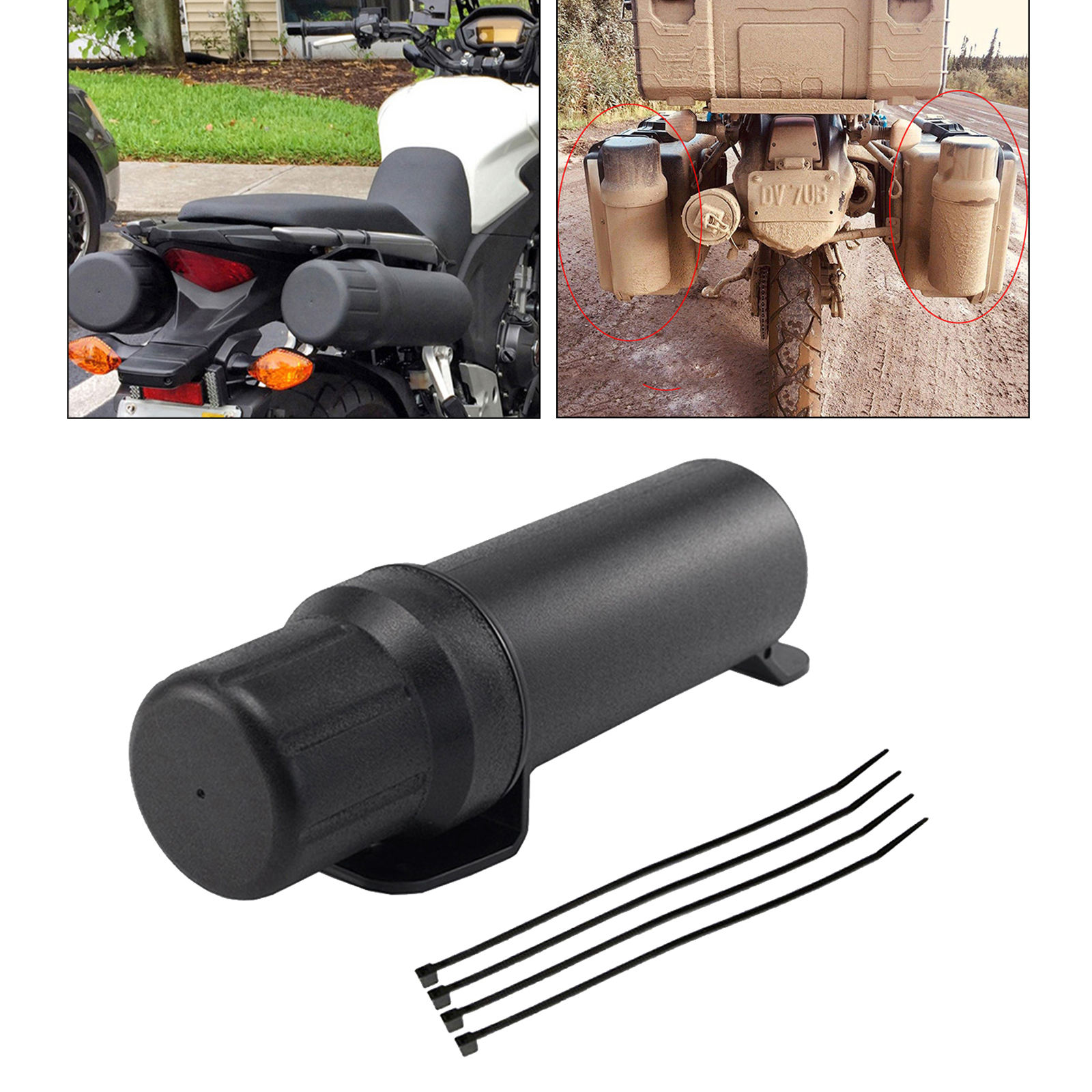 Universal Off-Road Motos Motorcycle Tube Gloves Raincoat Storage Box Cap Holder Black