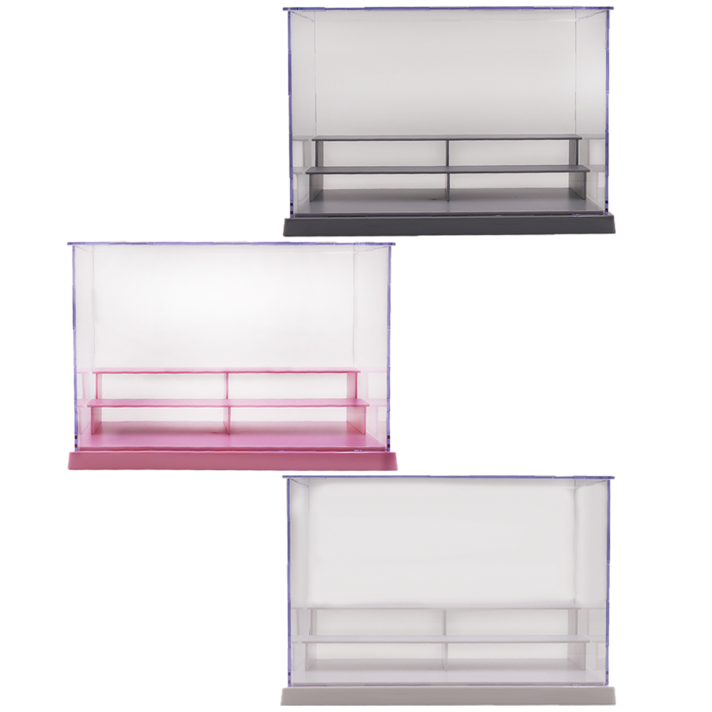 Clear Large 3-Step Display Case Dolls Toys Protective Box Stand Holder Shelf