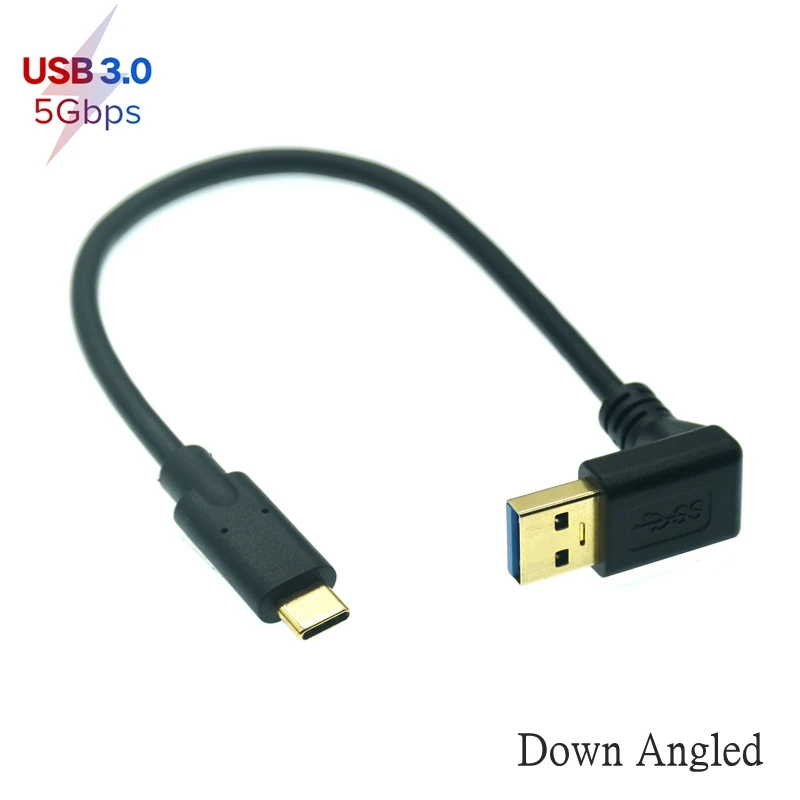 Cable Length: 25cm, Color: Black Type-C 0.25m - Male to USB3.1 Black Computer Cables 90 Degree Left Angle USB 2.0 Male USB Data Sync & Charge Cable Connector Type-A 