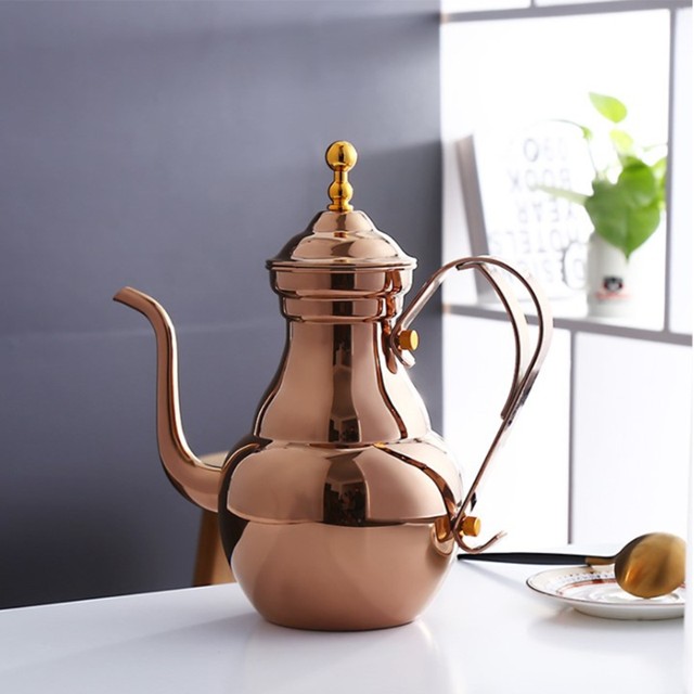 Retro Stainless Steel Tea Coffee Kettle Gooseneck Thin Spout Dripper Filter  Coffee Maker Bronze Long Spout Pour Teapot - AliExpress