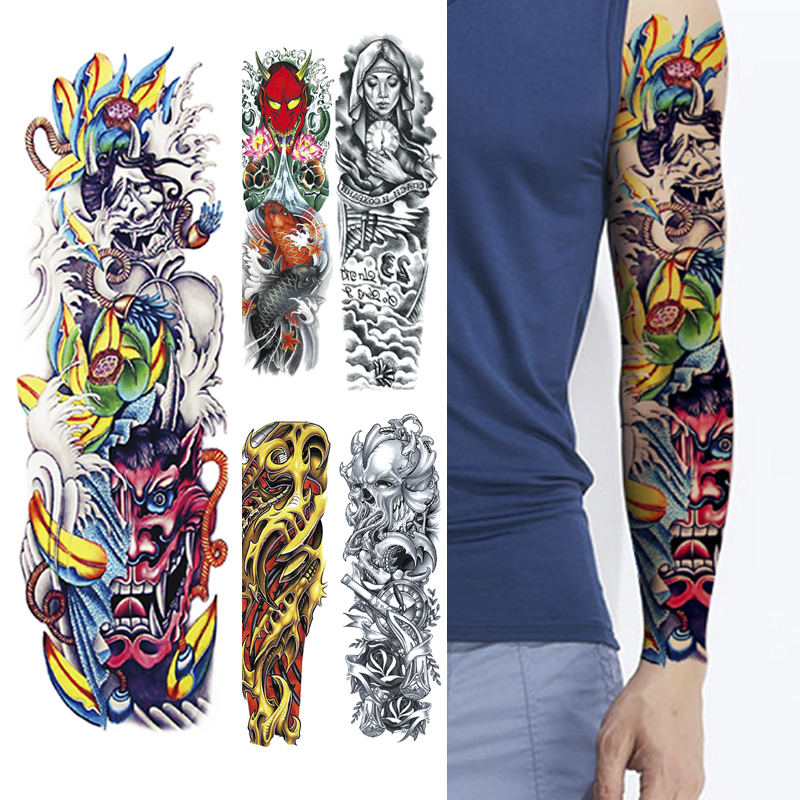 Best of Large Arm Sleeve Tattoo Clock Rose Cross Dragon Waterproof Temporary Tatto Sticker Poker Snake Body Art Fake Tattoo Women Men Reviews & Tips