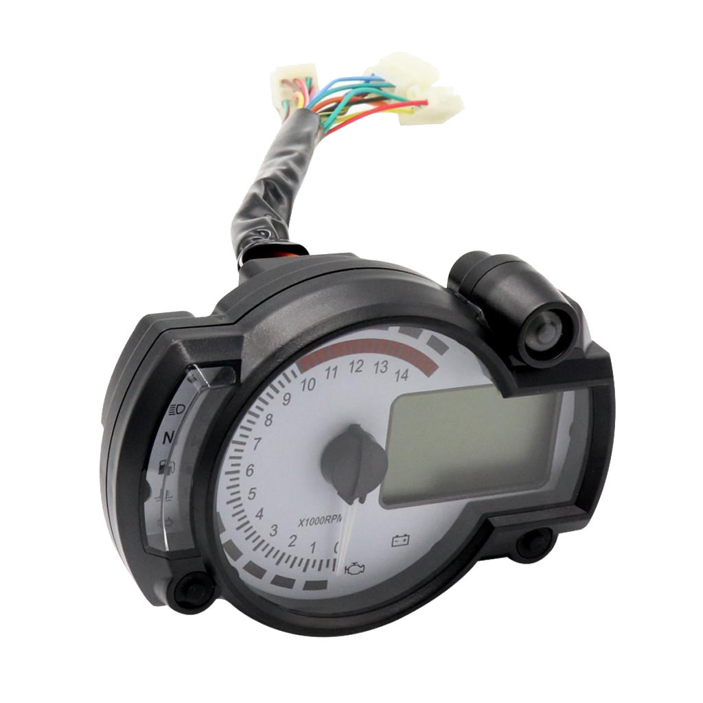 Motorcycle Digital Light LCD Speedometer Odometer Tachometer W/ Speed Sensor Odometer Gauge Display Oil Level Meter Universal