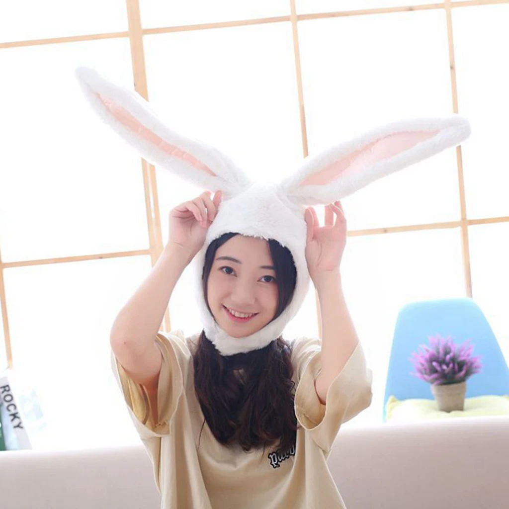 Women Girls Lovely Soft Plush Flu ffy Bunny Animal Hat Cap Long Ears Kid Adult