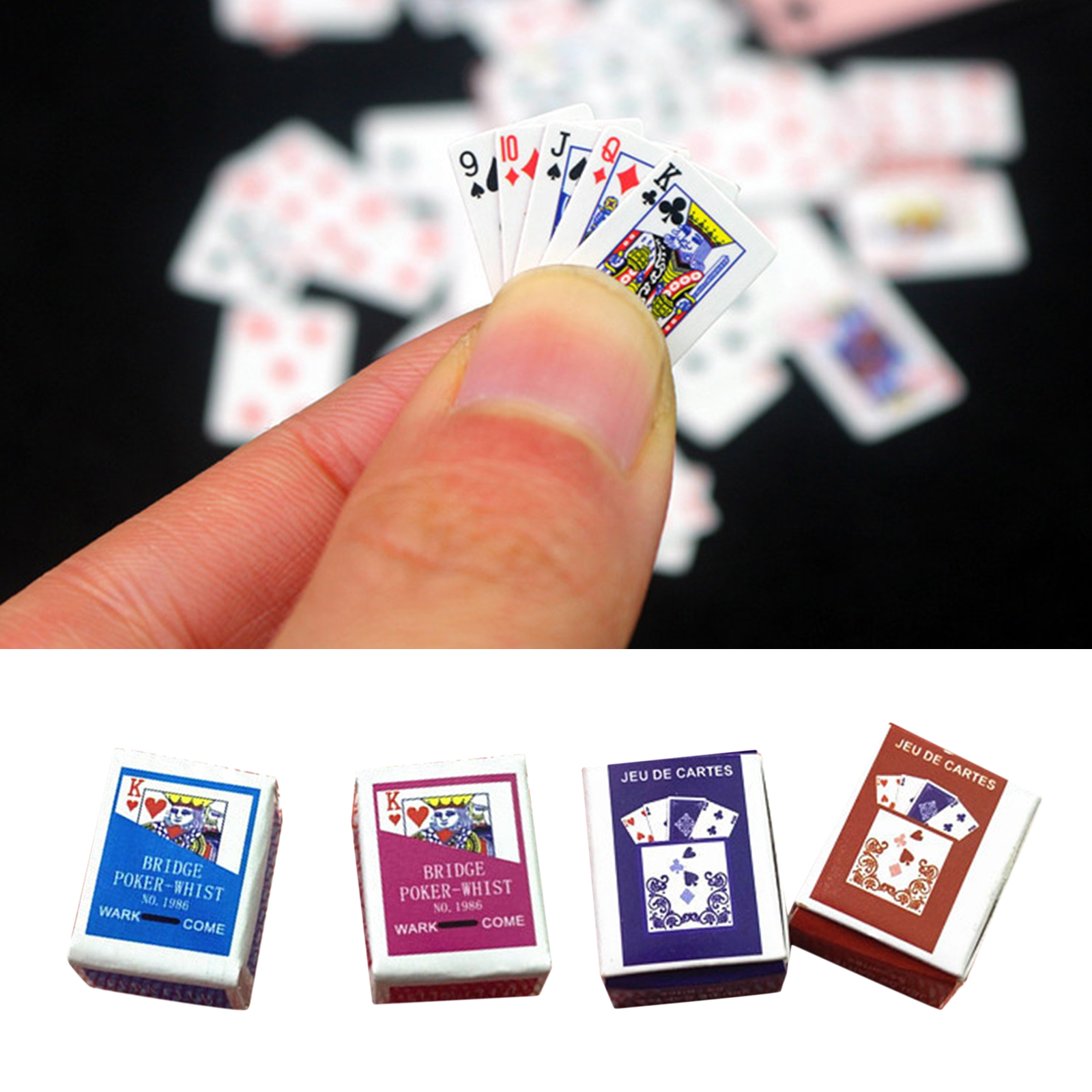 Fun Miniature Poker 1:12 Dollhouse Playing Cards Doll House Mini Poker Decor
