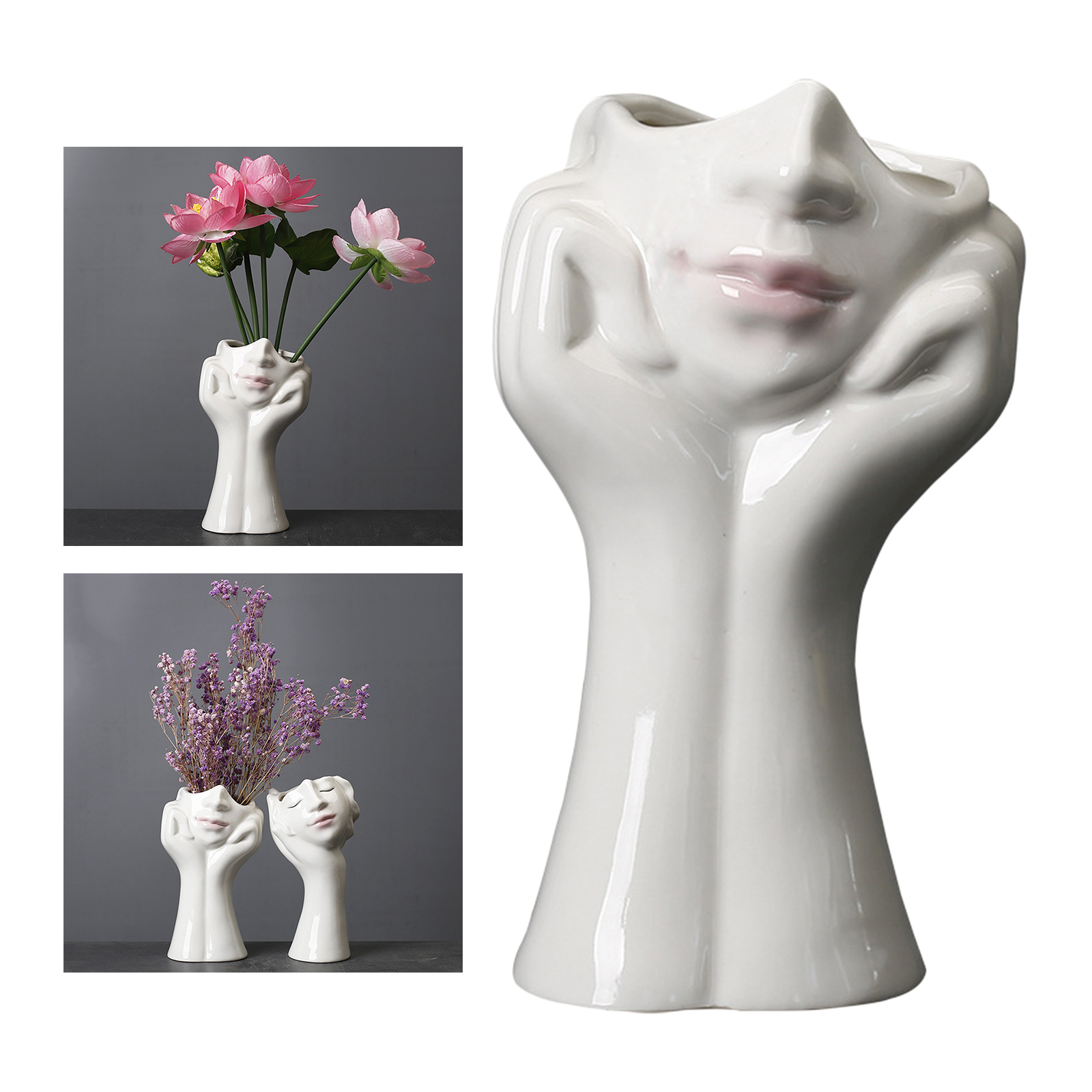 Lady Face Head Planter Vase Flowers Arrangement Vase Flowers Succulent Pots Garden Ornament Portrait Jars