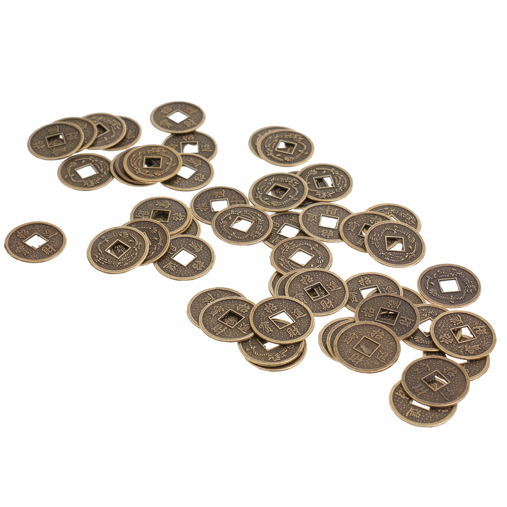 50 Pieces Alloy Chinese Fortune Auspicious Coin Feng Shui I-ching Lucky Coins Artificial Souvenir Decoration 2cm Dia.