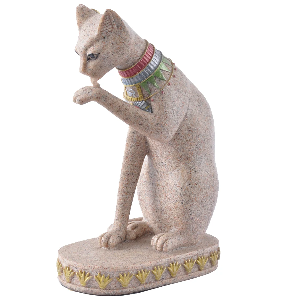 Sand Stone Ancient Egyptian Style Mau Cat Statue Hand Carved Figurine Model