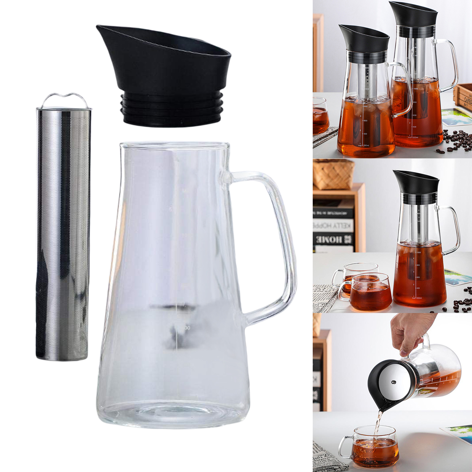 Borosilicate Glass Kettle Coffee Brewer Pot Large Capcity Cold Extract Ice Brewed Water Bottle