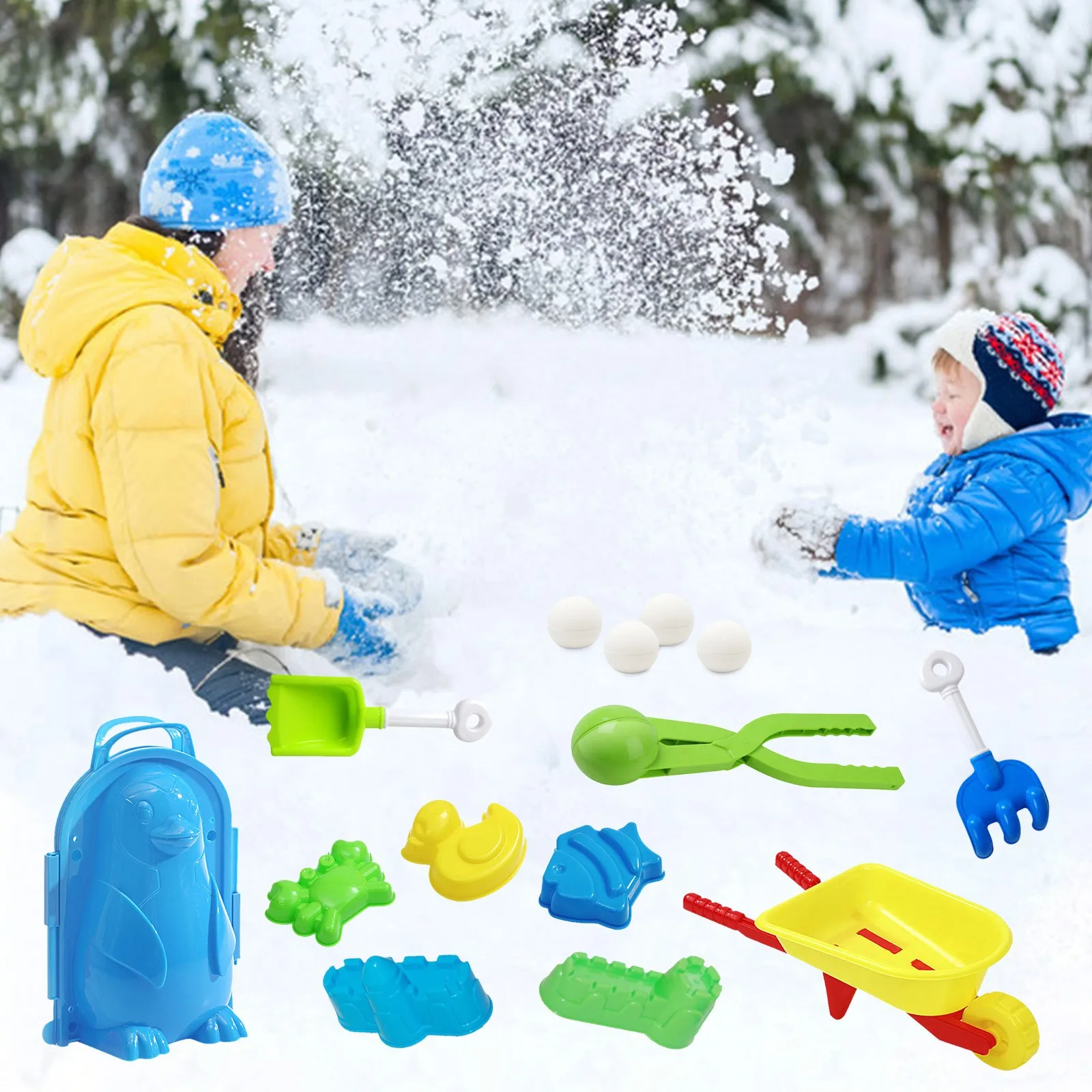Sand Snowball Maker Fort Mould Play Set Shovel Scraper Kids Outdoor Snow Toy Fun 