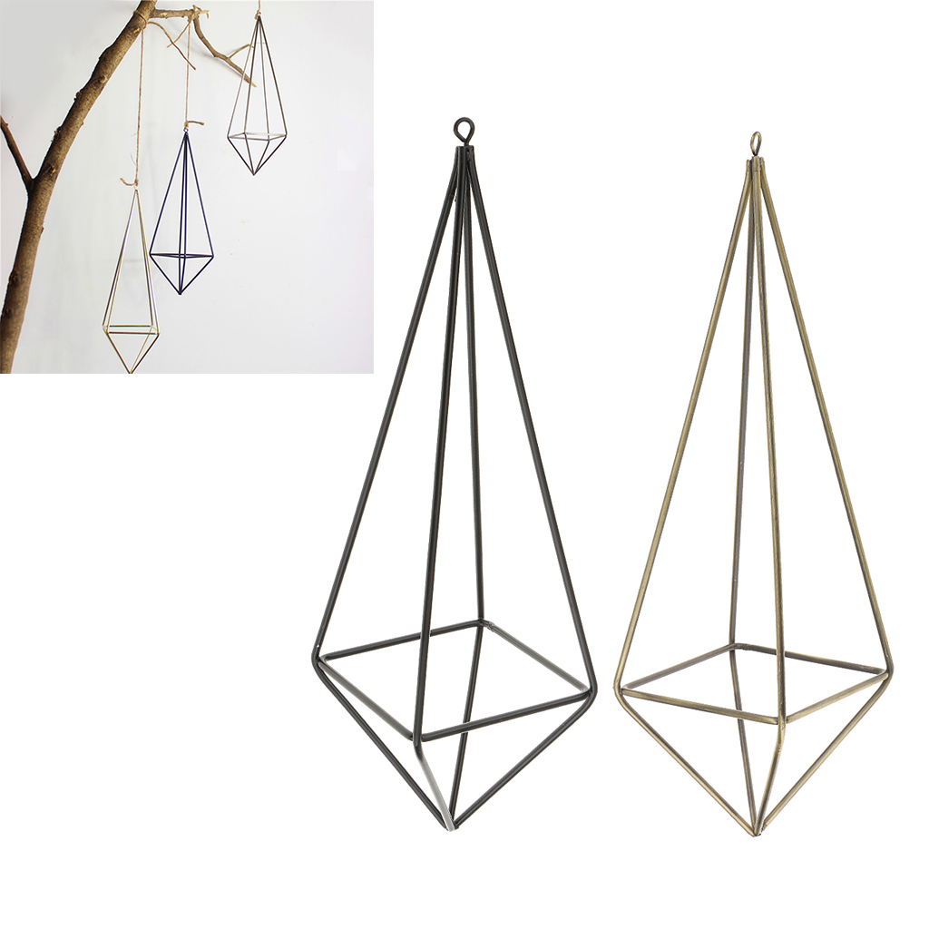 Rustic Style Black Freestanding Hanging Geometric Metal Pot Rack For Tillandsia Air Plant 26cm
