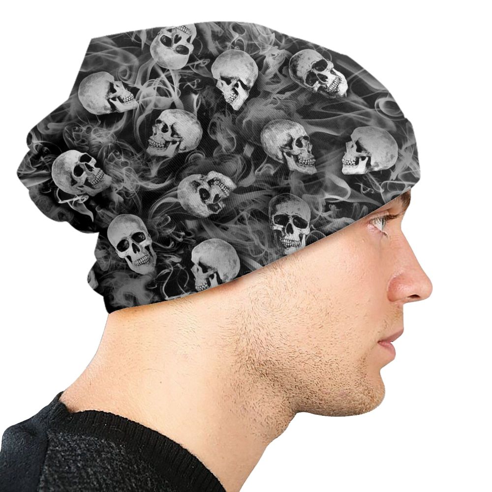 Benutzerdefinierte Schädel Druck Motorhaube Hüte Straße Stricken Hut Für Frauen Männer Winter Warme Horror Skeleton Tod Skullies Beanies Caps – Detail 16