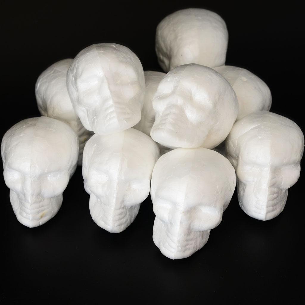 Foam Skull Modeling White 3D Polystyrene Foam Skull Shapes for DIY Easter Halloween Decoration Supplies Gift 5.5