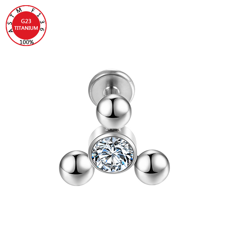 ASTM F136 Titan Zirkon Ohrstecker Labret Ohrstecker Lippenring Nasennagel Knorpel Helix Lappen Muschel Ohrringe Körperpiercing Schmuck – Detail 8