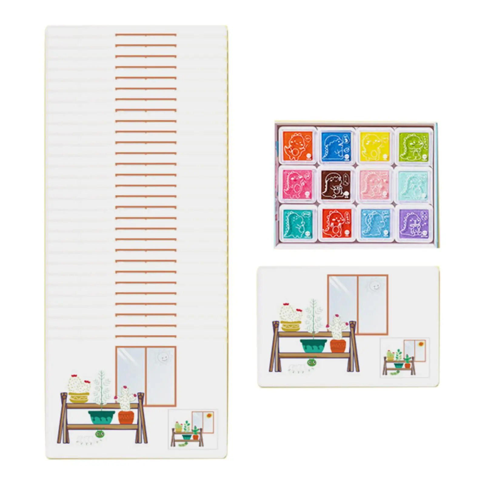Kit with 12 Colors Ink Pads for Early Learning Kindergarten