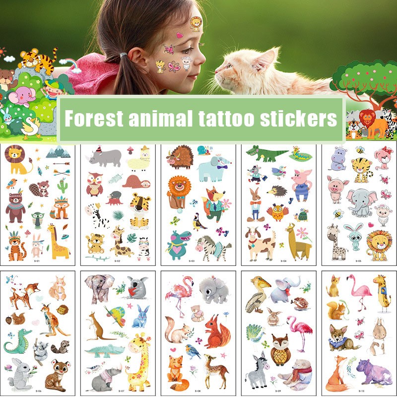 Best of 10 Pack Fake Tattoo Stickers Cartoon Temporary Tattoos Kids Arm Tattoos For Kids Forest Animal Fun Party Tattoo Stickers Reviews & Tips