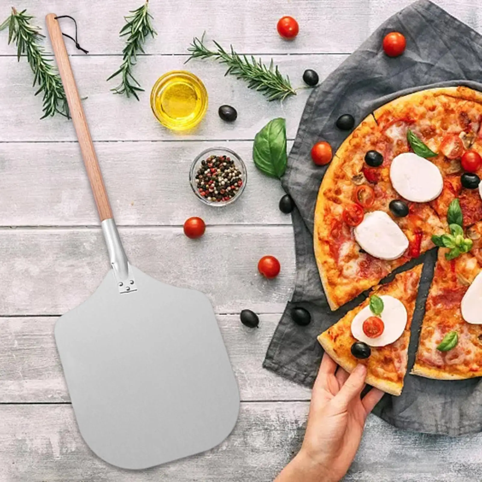 Convenient Aluminum Pizza Paddle Pizza Shovel Turning Peel Pizza Peel Pizza Oven Accessories for Oven Baking Bread Pasta